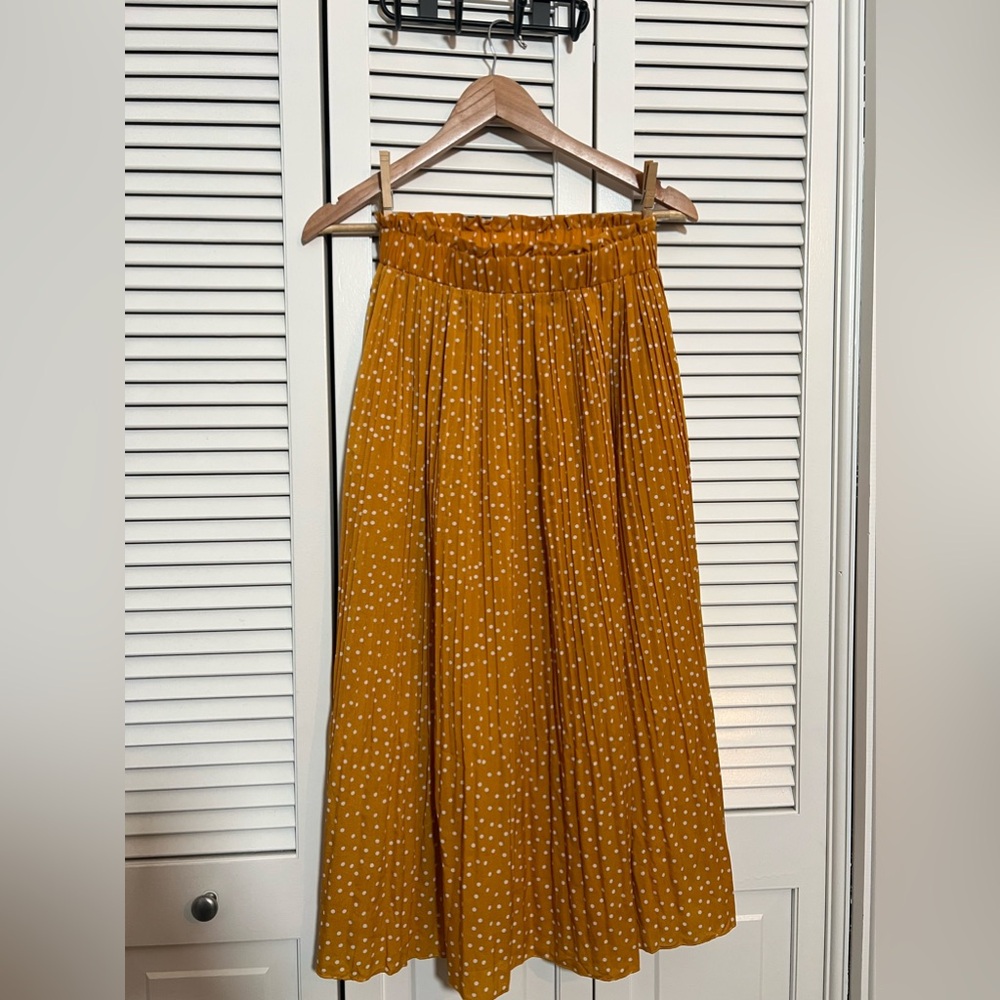 Mustard Polka Dot Midi Skirt